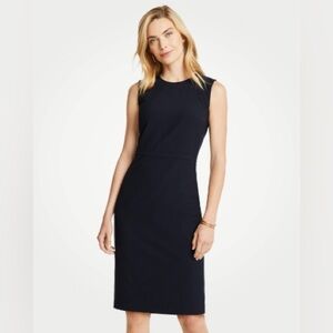 Ann Taylor Navy Crewneck Sheath Dress in Seasonless Stretch